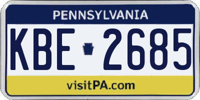 PA license plate KBE2685