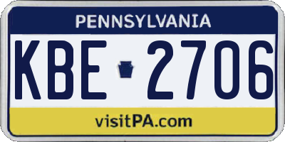 PA license plate KBE2706