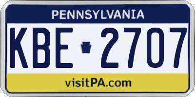PA license plate KBE2707