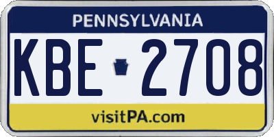 PA license plate KBE2708