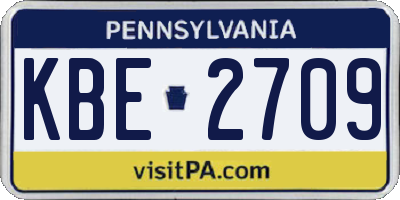 PA license plate KBE2709