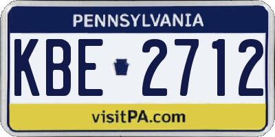 PA license plate KBE2712