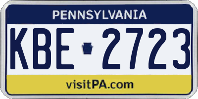 PA license plate KBE2723