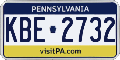 PA license plate KBE2732