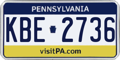 PA license plate KBE2736