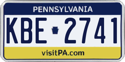 PA license plate KBE2741