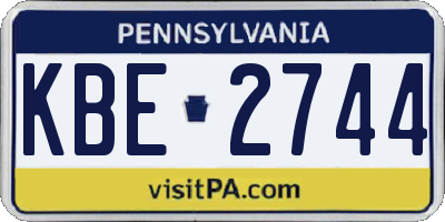PA license plate KBE2744
