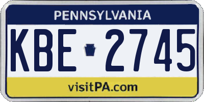 PA license plate KBE2745