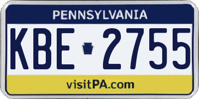 PA license plate KBE2755