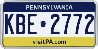 PA license plate KBE2772
