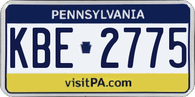 PA license plate KBE2775