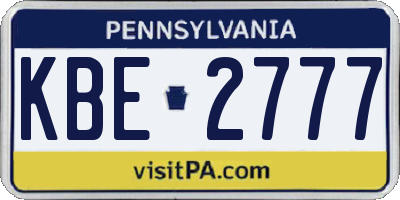 PA license plate KBE2777
