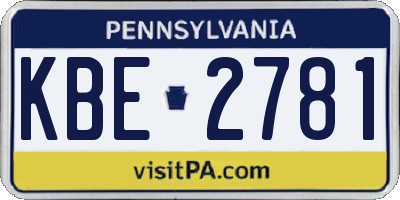 PA license plate KBE2781