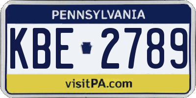 PA license plate KBE2789