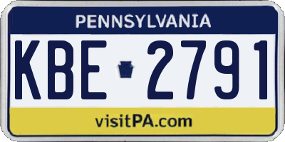 PA license plate KBE2791