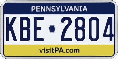 PA license plate KBE2804