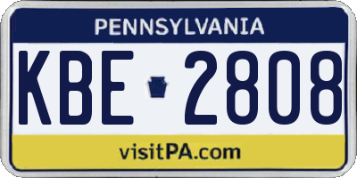 PA license plate KBE2808