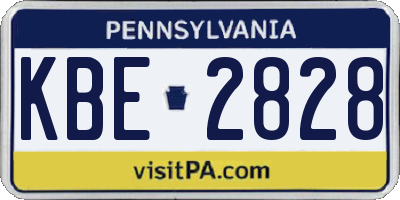 PA license plate KBE2828