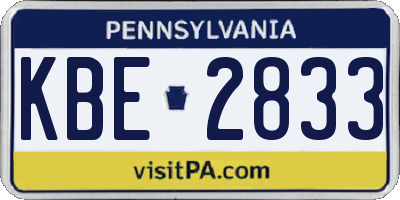 PA license plate KBE2833