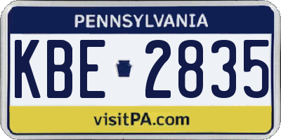 PA license plate KBE2835