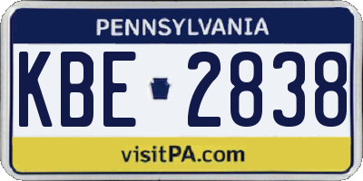 PA license plate KBE2838