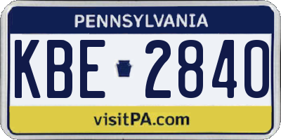 PA license plate KBE2840