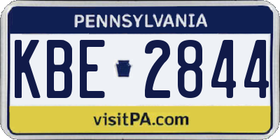 PA license plate KBE2844