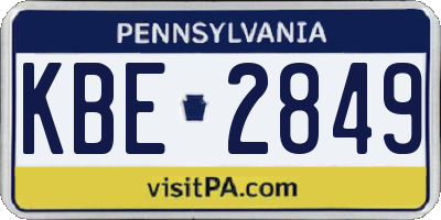PA license plate KBE2849