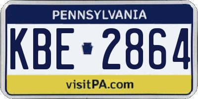 PA license plate KBE2864