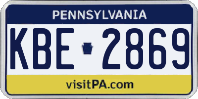 PA license plate KBE2869
