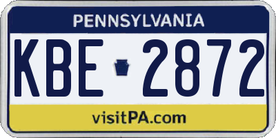 PA license plate KBE2872