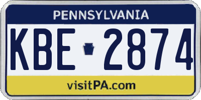 PA license plate KBE2874