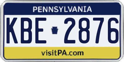 PA license plate KBE2876
