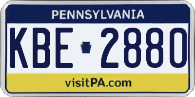 PA license plate KBE2880