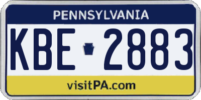 PA license plate KBE2883