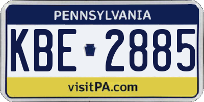 PA license plate KBE2885