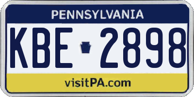 PA license plate KBE2898
