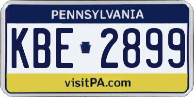 PA license plate KBE2899