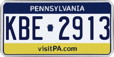 PA license plate KBE2913
