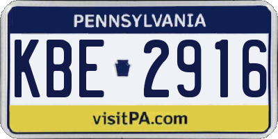 PA license plate KBE2916