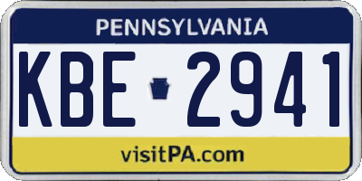PA license plate KBE2941