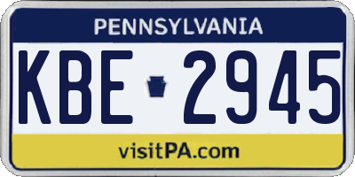 PA license plate KBE2945
