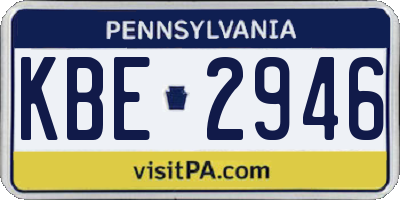 PA license plate KBE2946