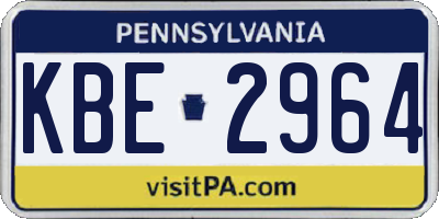 PA license plate KBE2964