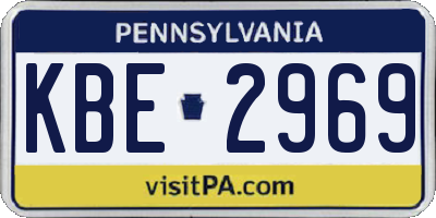 PA license plate KBE2969