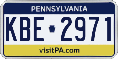 PA license plate KBE2971