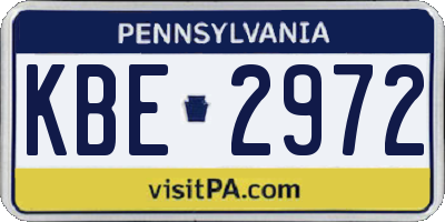PA license plate KBE2972