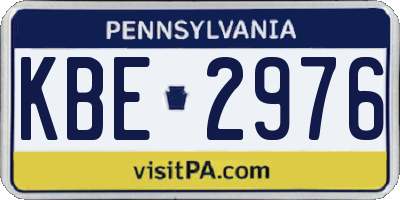 PA license plate KBE2976