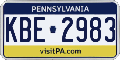 PA license plate KBE2983