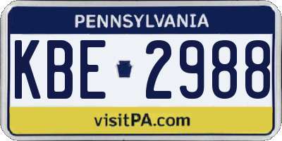 PA license plate KBE2988